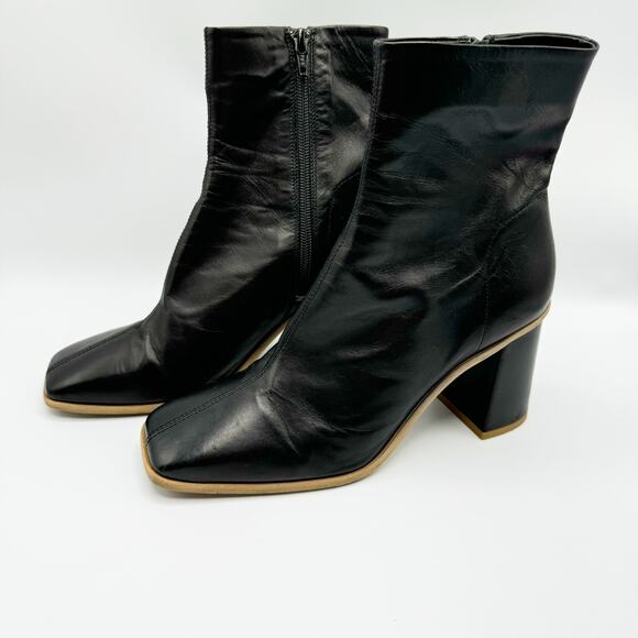 Free People Shoes - Free People Sienna Boots Block Heel Womens US 8 EU38 Black Leather Square Toe